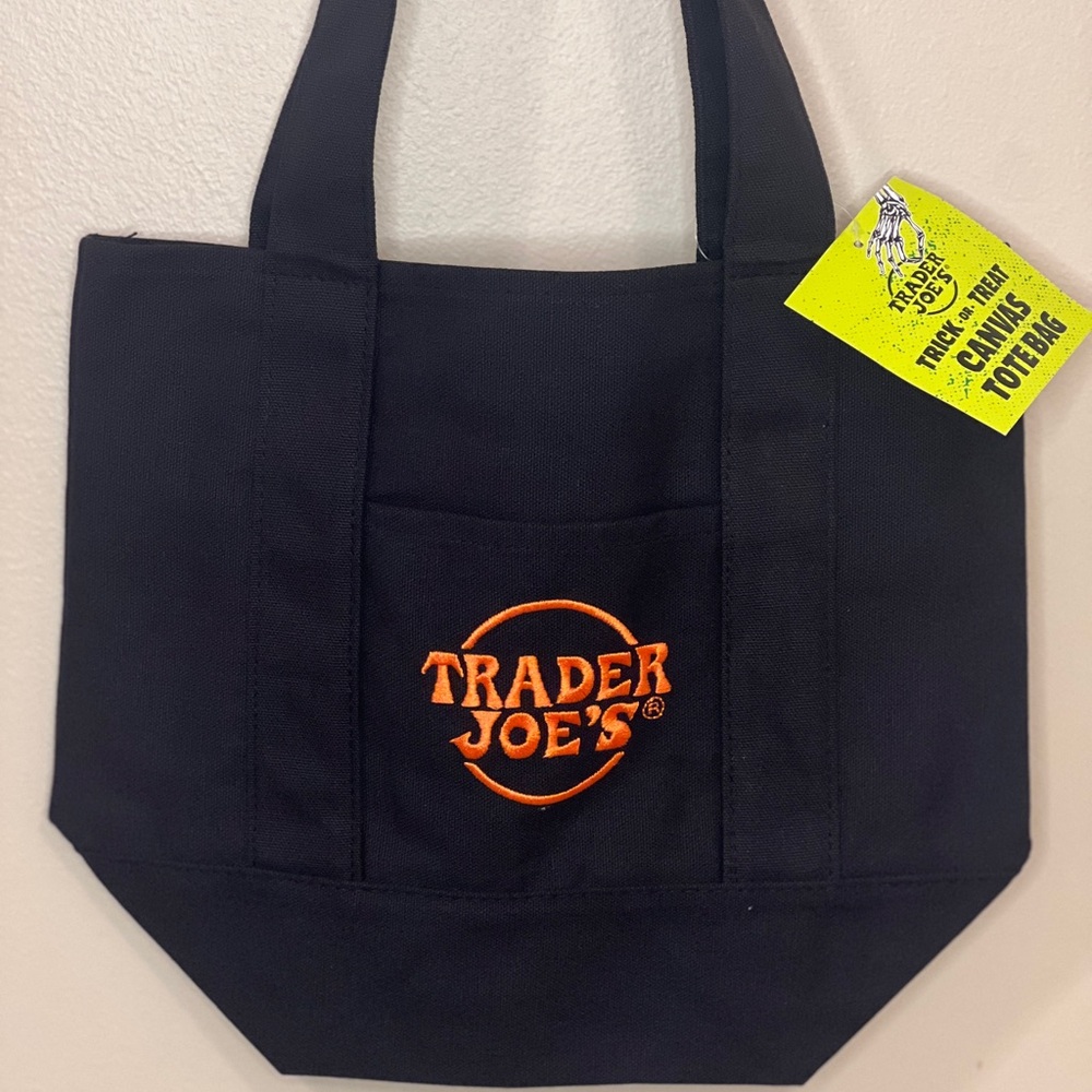 Trader Joe's Black Canvas Halloween Mini Tote Bag